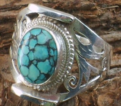 Spiderweb Turquoise Ring - Size 10